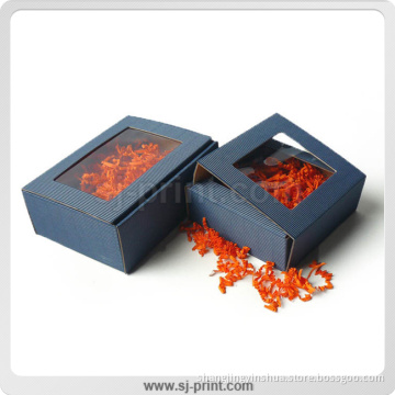 Solid Cardboard, Dark Blue with Side Panel Window Gift Box